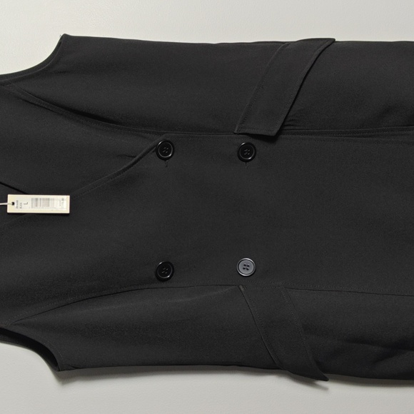 MAX STUDIO NWT Elegant Black Sleeveless Faux Wrap Dress w/ Buttons Size Large - Picture 9 of 15